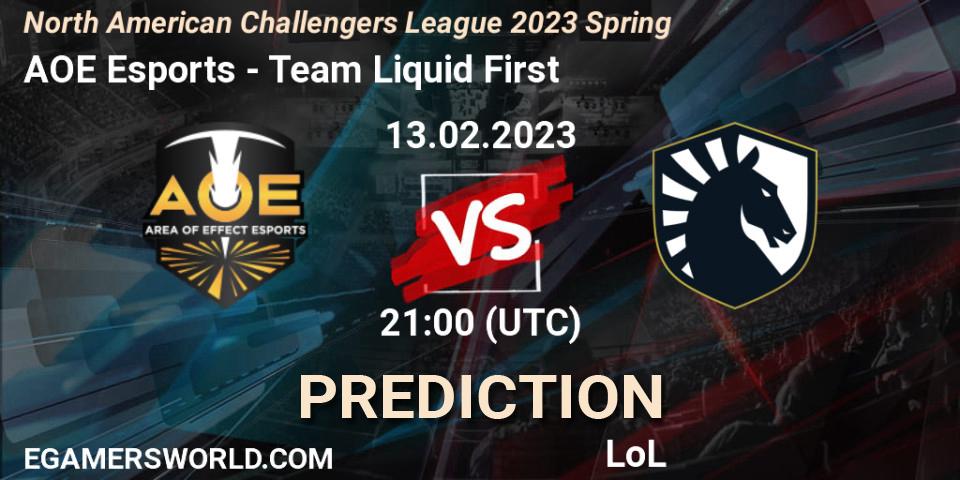 AOE Esports - Team Liquid First: ennuste. 13.02.23, LoL, NACL 2023 Spring - Group Stage