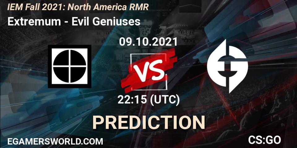 Extremum - Evil Geniuses: ennuste. 09.10.21, CS2 (CS:GO), IEM Fall 2021: North America RMR
