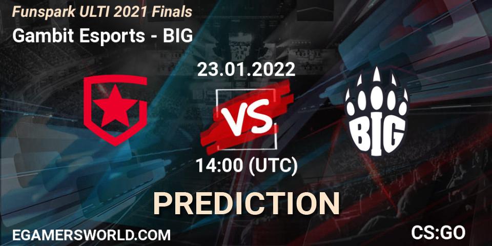 Gambit Esports - BIG: ennuste. 23.01.22, CS2 (CS:GO), Funspark ULTI 2021 Finals