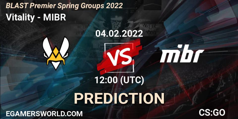 Vitality - MIBR: ennuste. 04.02.2022 at 12:00, Counter-Strike (CS2), BLAST Premier Spring Groups 2022