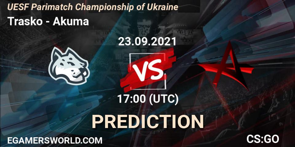 Trasko - Akuma: ennuste. 23.09.2021 at 17:40, Counter-Strike (CS2), UESF Parimatch Championship of Ukraine