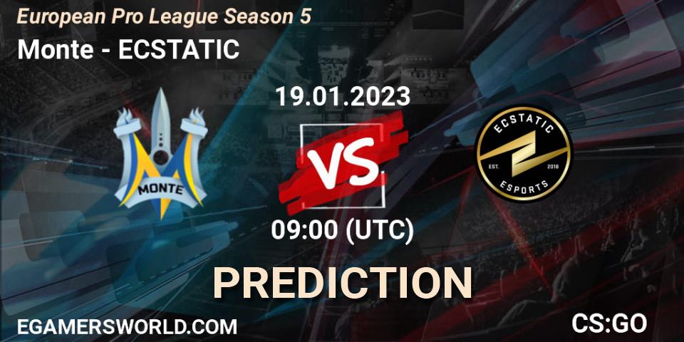 Monte - ECSTATIC: ennuste. 19.01.23, CS2 (CS:GO), European Pro League Season 5