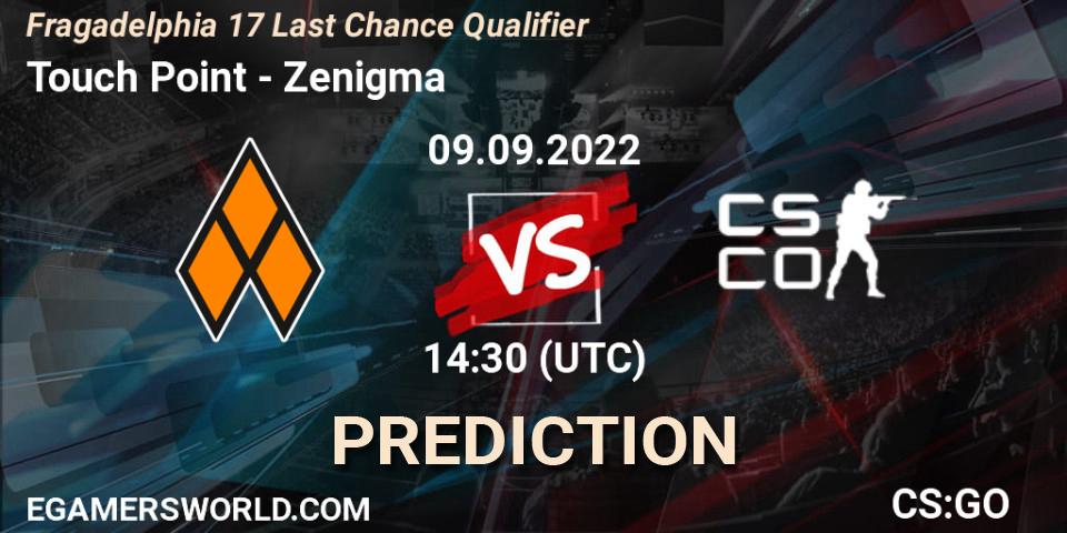 Touch Point - Zenigma: ennuste. 09.09.2022 at 14:30, Counter-Strike (CS2), Fragadelphia 17 Last Chance Qualifier