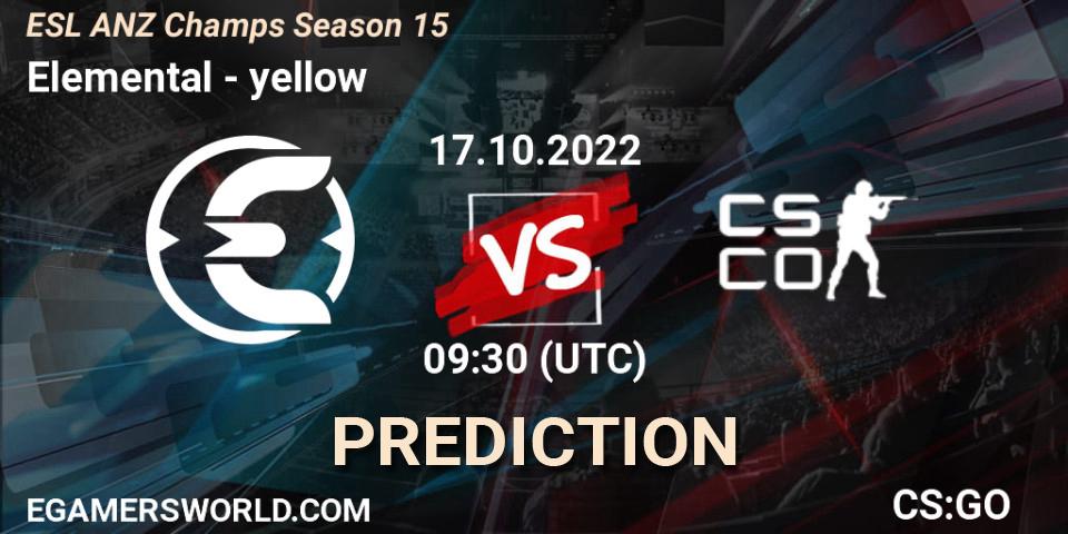 Elemental - yellow: ennuste. 17.10.2022 at 09:30, Counter-Strike (CS2), ESL ANZ Champs Season 15