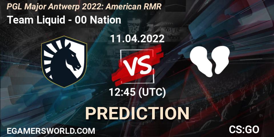 Team Liquid - 00 Nation: ennuste. 11.04.2022 at 13:40, Counter-Strike (CS2), PGL Major Antwerp 2022: American RMR