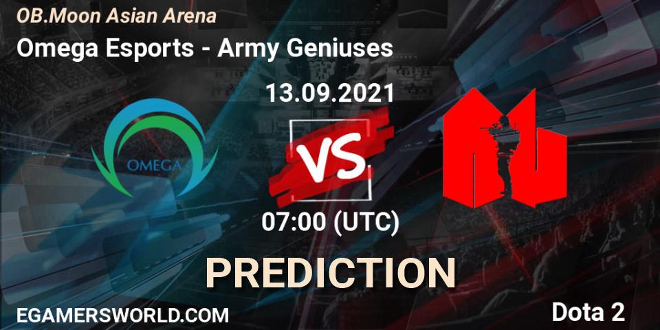 Omega Esports - Army Geniuses: ennuste. 13.09.2021 at 07:02, Dota 2, OB.Moon Asian Arena