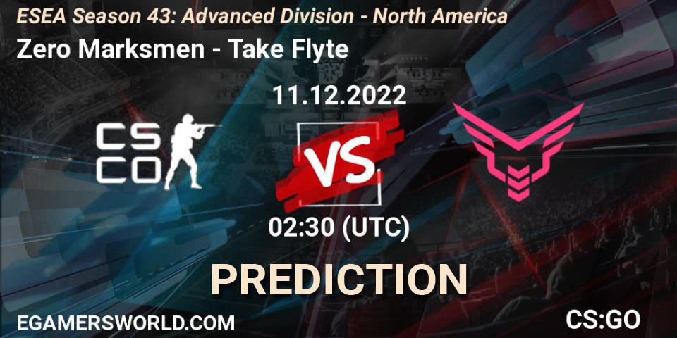 Zero Marksmen - Take Flyte: ennuste. 11.12.22, CS2 (CS:GO), ESEA Season 43: Advanced Division - North America