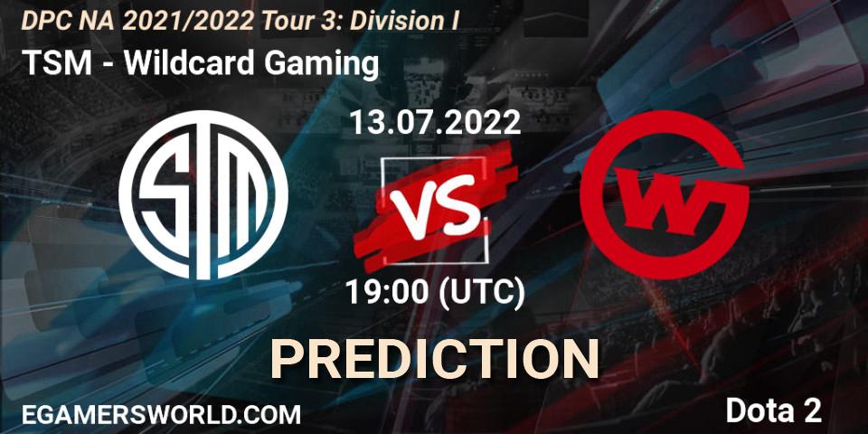 TSM - Wildcard Gaming: ennuste. 13.07.2022 at 19:43, Dota 2, DPC NA 2021/2022 Tour 3: Division I