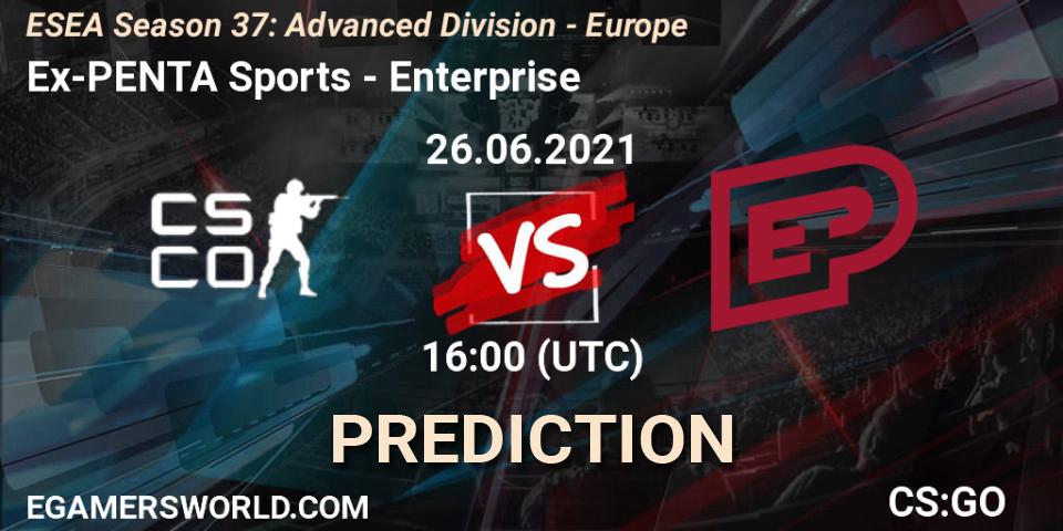Ex-PENTA Sports - Enterprise: ennuste. 26.06.2021 at 16:00, Counter-Strike (CS2), ESEA Season 37: Advanced Division - Europe