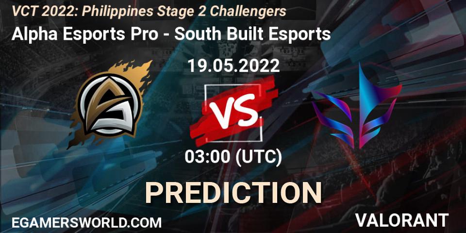 Alpha Esports Pro - South Built Esports: ennuste. 19.05.2022 at 03:00, VALORANT, VCT 2022: Philippines Stage 2 Challengers
