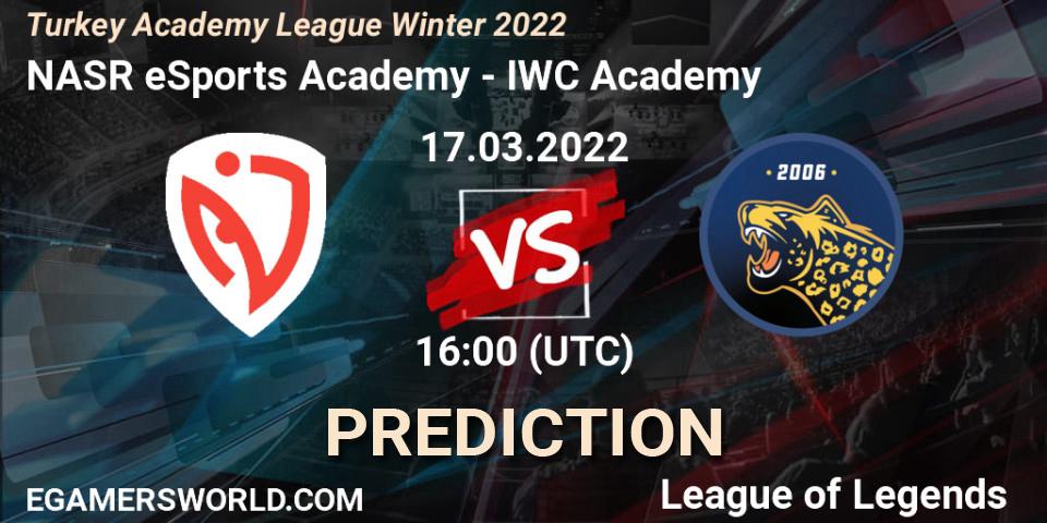 NASR eSports Academy - IWC Academy: ennuste. 17.03.2022 at 16:00, LoL, Turkey Academy League Winter 2022