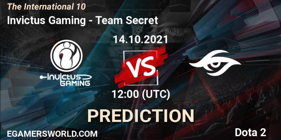 Invictus Gaming - Team Secret: ennuste. 14.10.2021 at 14:53, Dota 2, The Internationa 2021