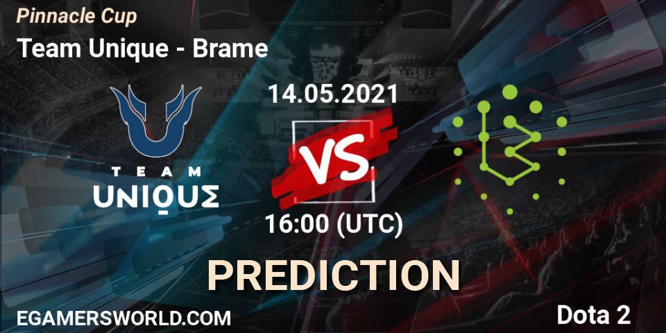 Team Unique - Brame: ennuste. 14.05.2021 at 16:03, Dota 2, Pinnacle Cup 2021 Dota 2