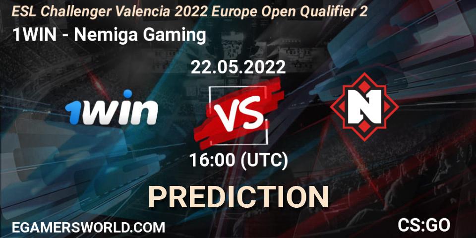1WIN - Nemiga Gaming: ennuste. 22.05.2022 at 16:00, Counter-Strike (CS2), ESL Challenger Valencia 2022 Europe Open Qualifier 2