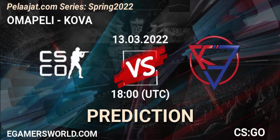 OMAPELI - KOVA: ennuste. 13.03.2022 at 18:00, Counter-Strike (CS2), Pelaajat.com Series: Spring 2022
