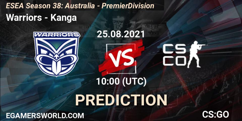 Warriors - Kanga: ennuste. 25.08.2021 at 10:00, Counter-Strike (CS2), ESEA Season 38: Australia - Premier Division