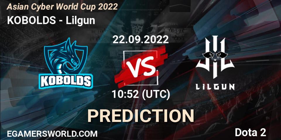KOBOLDS - Lilgun: ennuste. 22.09.2022 at 10:52, Dota 2, Asian Cyber World Cup 2022