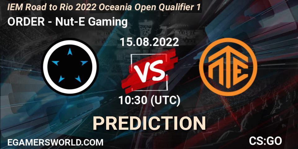 ORDER - Nut-E Gaming: ennuste. 15.08.22, CS2 (CS:GO), IEM Road to Rio 2022 Oceania Open Qualifier 1