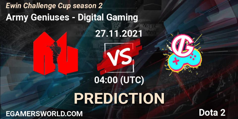 Army Geniuses - Digital Gaming: ennuste. 27.11.2021 at 04:13, Dota 2, Ewin Challenge Cup season 2