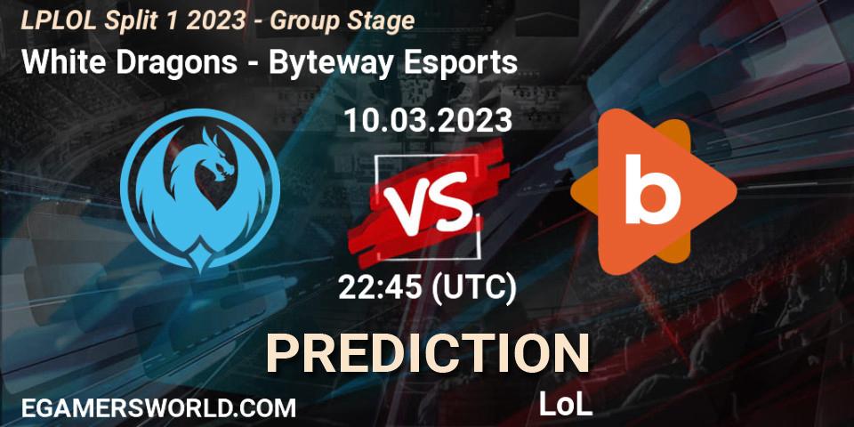White Dragons - Byteway Esports: ennuste. 10.03.2023 at 22:45, LoL, LPLOL Split 1 2023 - Group Stage
