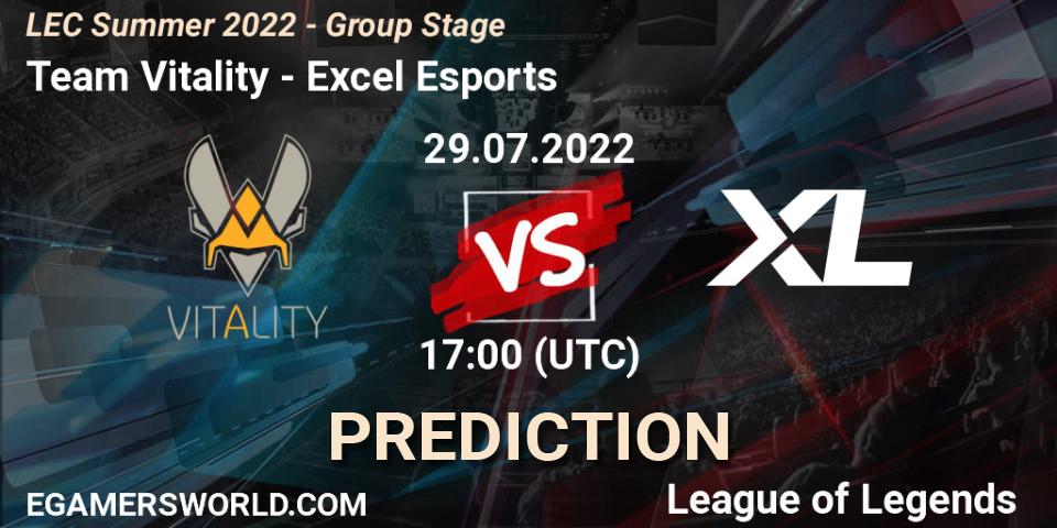 Team Vitality - Excel Esports: ennuste. 29.07.22, LoL, LEC Summer 2022 - Group Stage