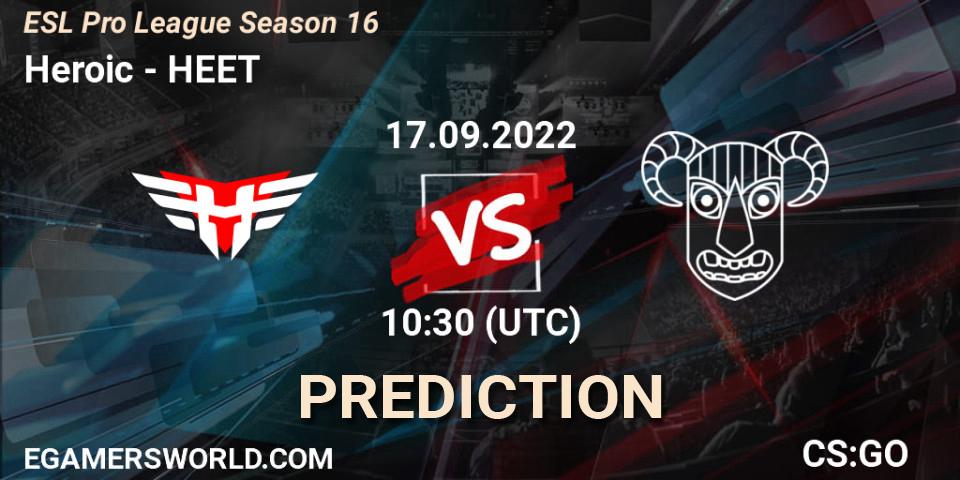 Heroic - HEET: ennuste. 17.09.2022 at 10:30, Counter-Strike (CS2), ESL Pro League Season 16