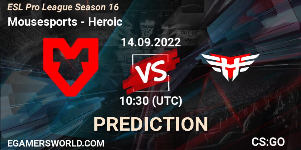 MOUZ - Heroic: ennuste. 14.09.2022 at 10:30, Counter-Strike (CS2), ESL Pro League Season 16