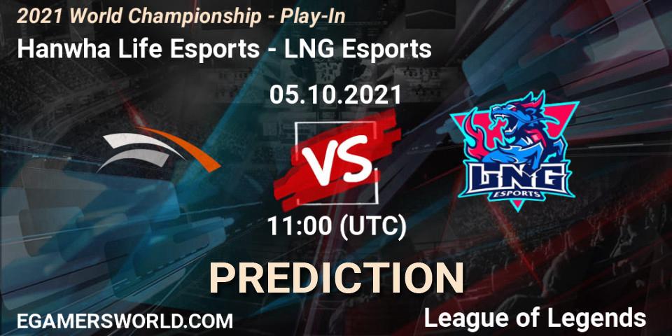 Hanwha Life Esports - LNG Esports: ennuste. 05.10.2021 at 11:00, LoL, 2021 World Championship - Play-In