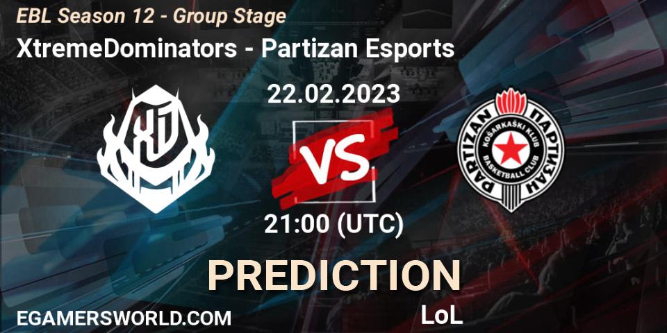 XtremeDominators - Partizan Esports: ennuste. 22.02.23, LoL, EBL Season 12 - Group Stage