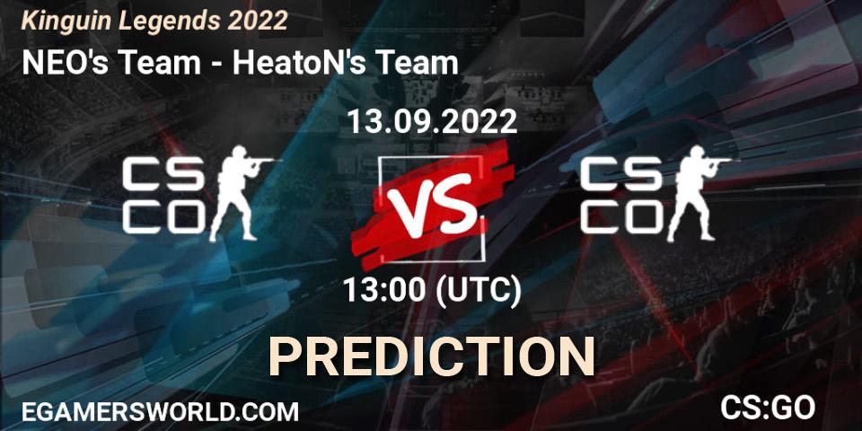 NEO's Team - HeatoN's Team: ennuste. 13.09.2022 at 12:20, Counter-Strike (CS2), Kinguin Legends 2022