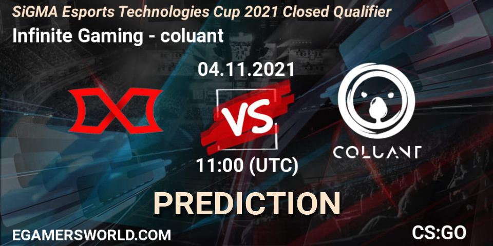 Infinite Gaming - coluant: ennuste. 04.11.2021 at 11:00, Counter-Strike (CS2), SiGMA Esports Technologies Cup 2021 Closed Qualifier