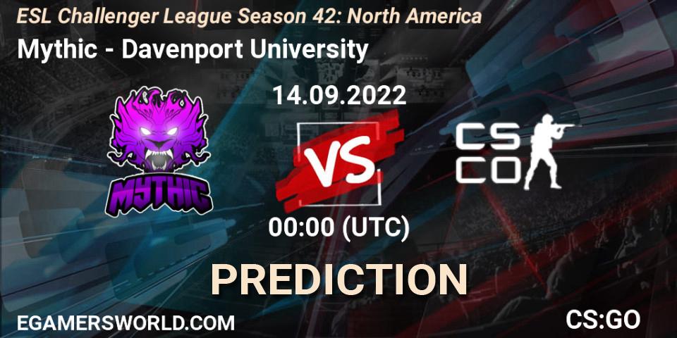 Mythic - Davenport University: ennuste. 14.09.2022 at 00:00, Counter-Strike (CS2), ESL Challenger League Season 42: North America