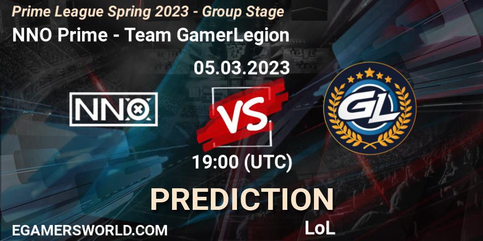 NNO Prime - Team GamerLegion: ennuste. 05.03.2023 at 18:00, LoL, Prime League Spring 2023 - Group Stage