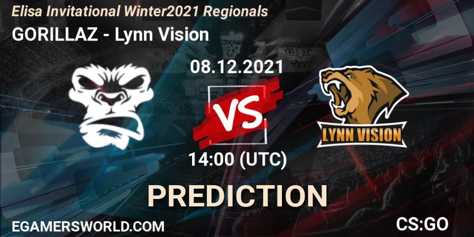 GORILLAZ - Lynn Vision: ennuste. 08.12.2021 at 14:00, Counter-Strike (CS2), Elisa Invitational Winter 2021 Regionals
