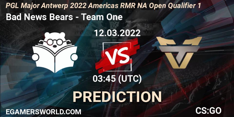 Bad News Bears - Team One: ennuste. 12.03.2022 at 03:45, Counter-Strike (CS2), PGL Major Antwerp 2022 Americas RMR NA Open Qualifier 1