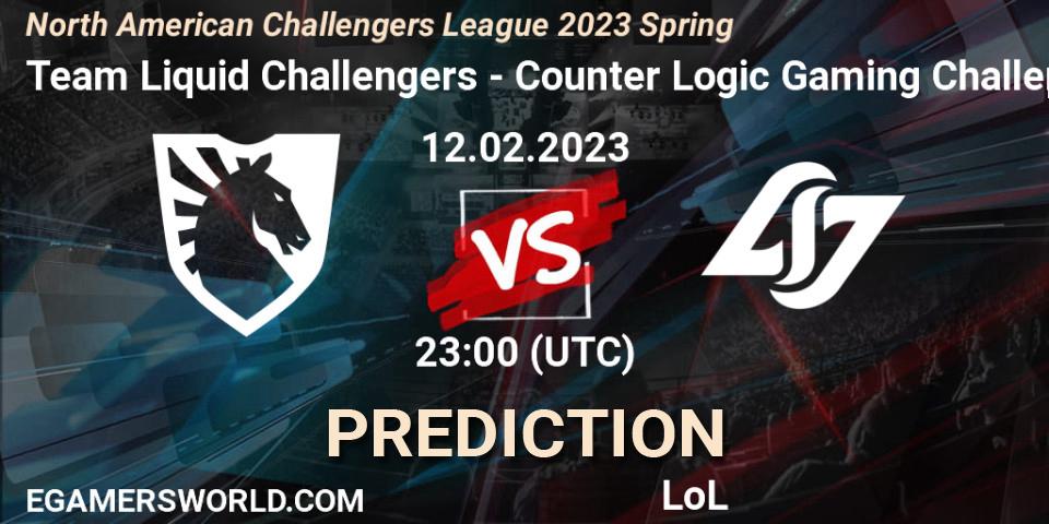 Team Liquid Challengers - Counter Logic Gaming Challengers: ennuste. 12.02.23, LoL, NACL 2023 Spring - Group Stage