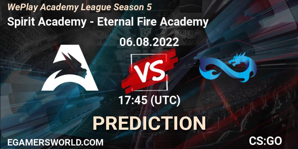 Spirit Academy - Eternal Fire Academy: ennuste. 06.08.22, CS2 (CS:GO), WePlay Academy League Season 5