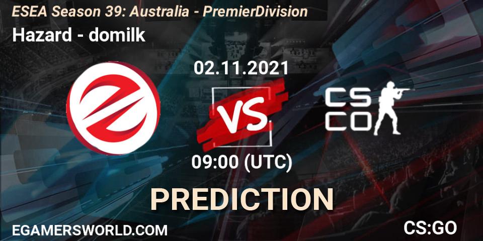 Hazard - domilk: ennuste. 02.11.2021 at 09:00, Counter-Strike (CS2), ESEA Season 39: Australia - Premier Division