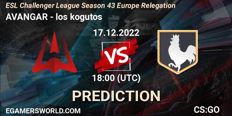AVANGAR - los kogutos: ennuste. 17.12.2022 at 18:00, Counter-Strike (CS2), ESL Challenger League Season 43 Europe Relegation