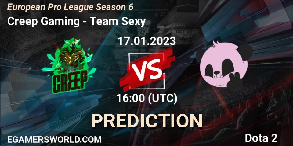 Creep Gaming - Team Sexy: ennuste. 17.01.2023 at 16:09, Dota 2, European Pro League Season 6