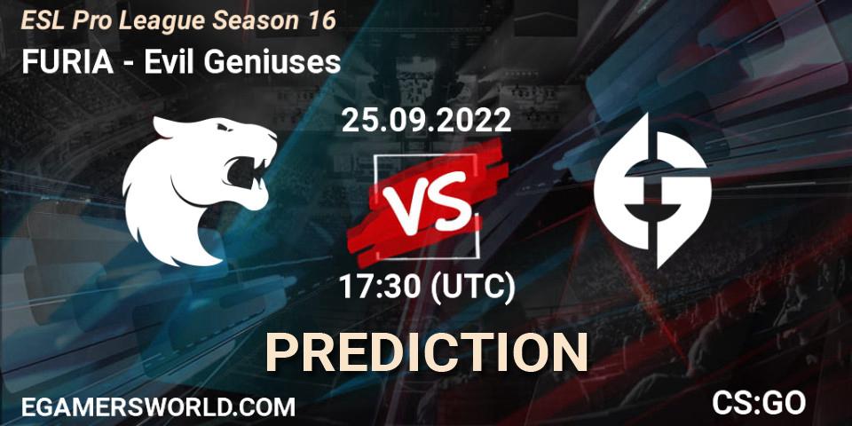FURIA - Evil Geniuses: ennuste. 25.09.22, CS2 (CS:GO), ESL Pro League Season 16