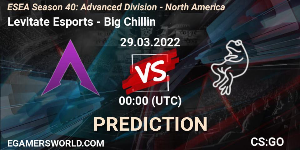 Levitate Esports - Big Chillin: ennuste. 29.03.2022 at 00:10, Counter-Strike (CS2), ESEA Season 40: Advanced Division - North America