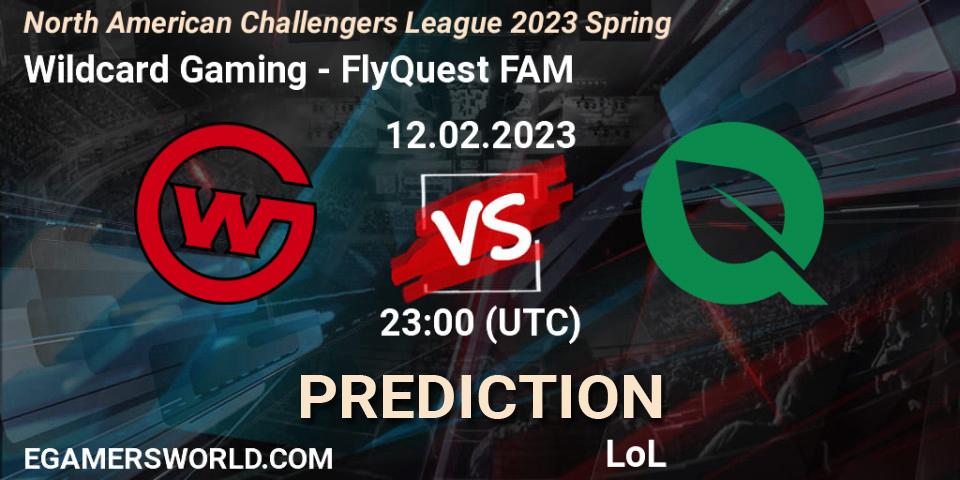 Wildcard Gaming - FlyQuest FAM: ennuste. 12.02.23, LoL, NACL 2023 Spring - Group Stage