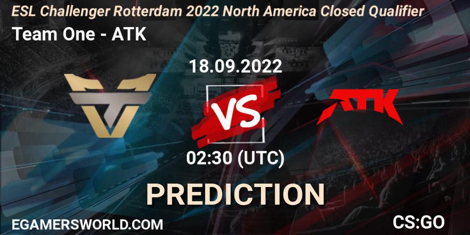 Team One - ATK: ennuste. 18.09.2022 at 02:30, Counter-Strike (CS2), ESL Challenger Rotterdam 2022 North America Closed Qualifier