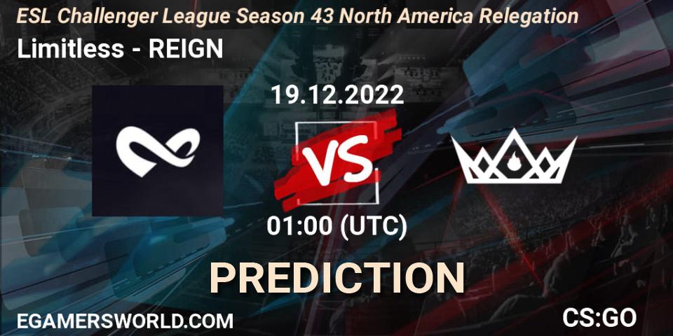 Limitless - REIGN: ennuste. 19.12.2022 at 01:00, Counter-Strike (CS2), ESL Challenger League Season 43 North America Relegation