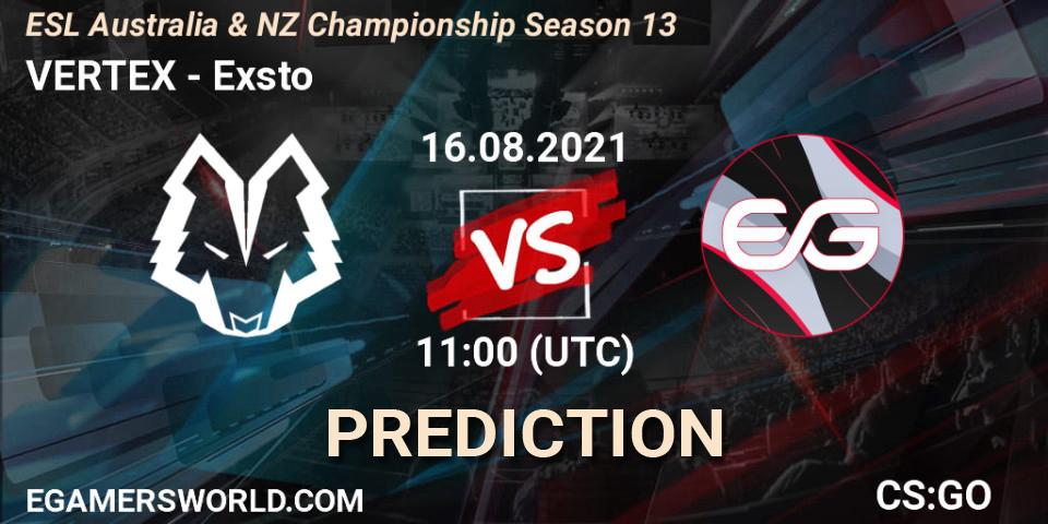 VERTEX - Exsto: ennuste. 16.08.21, CS2 (CS:GO), ESL Australia & NZ Championship Season 13