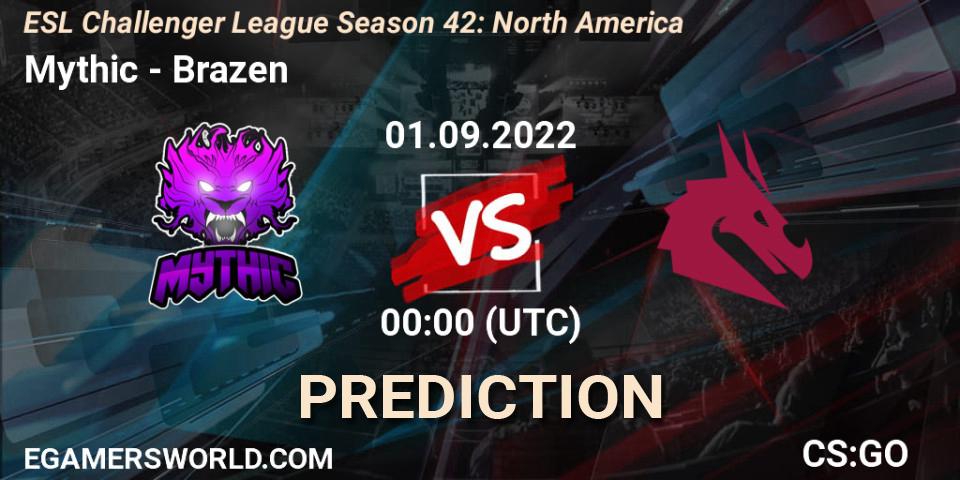 Mythic - Brazen: ennuste. 29.09.22, CS2 (CS:GO), ESL Challenger League Season 42: North America