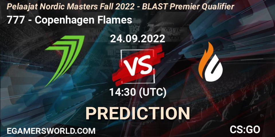 777 - Copenhagen Flames: ennuste. 24.09.2022 at 14:30, Counter-Strike (CS2), Pelaajat.com Nordic Masters: Fall 2022