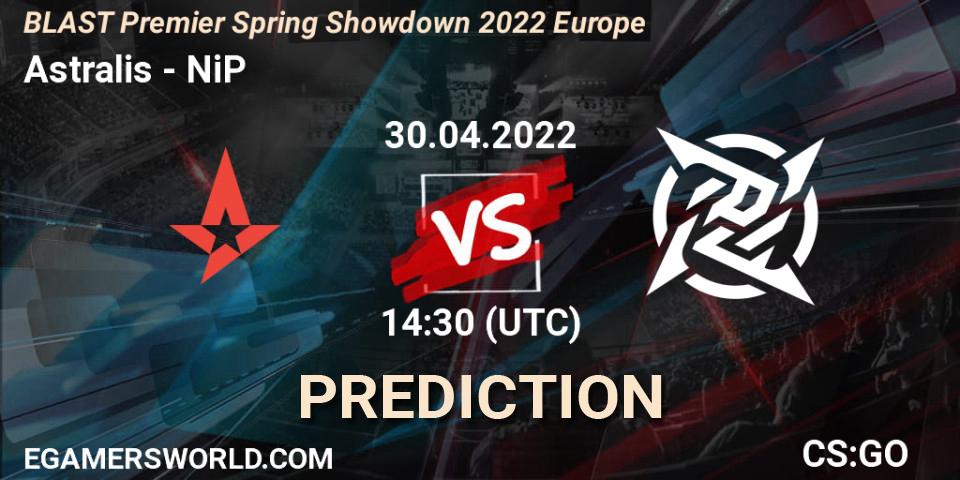 Astralis - NiP: ennuste. 30.04.2022 at 14:30, Counter-Strike (CS2), BLAST Premier Spring Showdown 2022 Europe