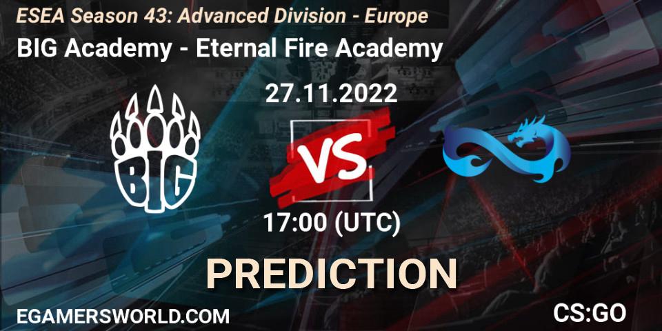 BIG Academy - Eternal Fire Academy: ennuste. 27.11.22, CS2 (CS:GO), ESEA Season 43: Advanced Division - Europe